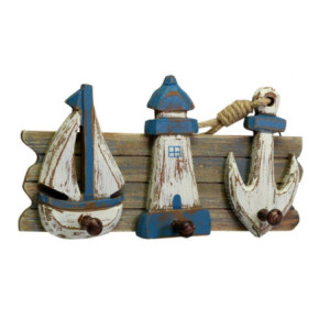 Appendino mare legno 3 posti barca faro ancora 30,5x2,5x8,5 cm