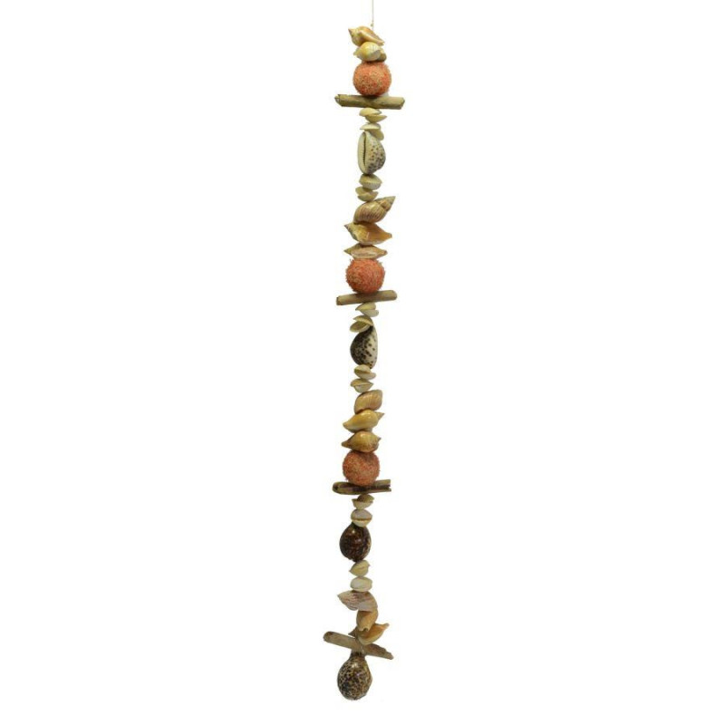 Campanello mare conchiglie legno pallina arancione 7x100x8 cm