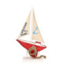 Barca legno tessuto rosso 31x7,5x53 cm decorazione mare casa