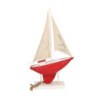 Barca legno tessuto rosso 31x7,5x53 cm decorazione mare casa