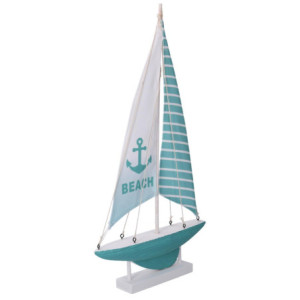 Barca legno mare verde acqua 31x7x56 cm decorazione elegante casa