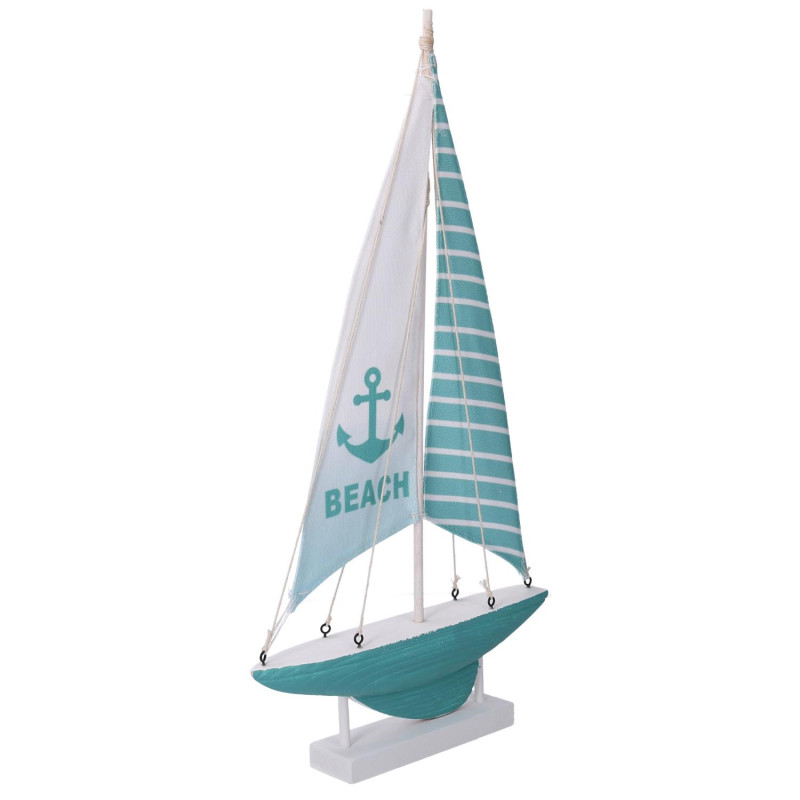 Barca legno mare verde acqua 31x7x56 cm decorazione elegante casa