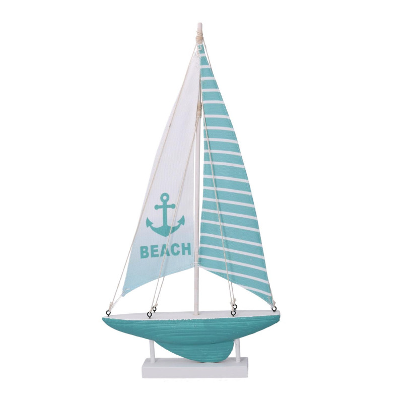 Barca legno mare verde acqua 31x7x56 cm decorazione elegante casa