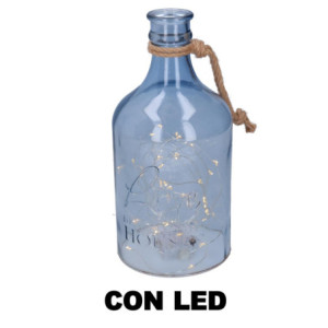 Bottiglia vetro con led Ø14,5x30 cm illuminazione decorativa