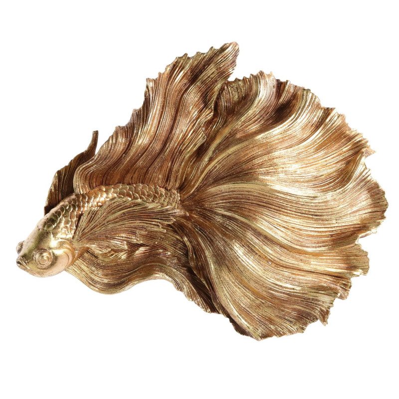 Pesce resina da appendere oro 37,8x31,5x9,5 cm decorazione