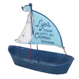 Svuotatasche metallo Mare barca blu 38,5x14x3,35 cm decorativo