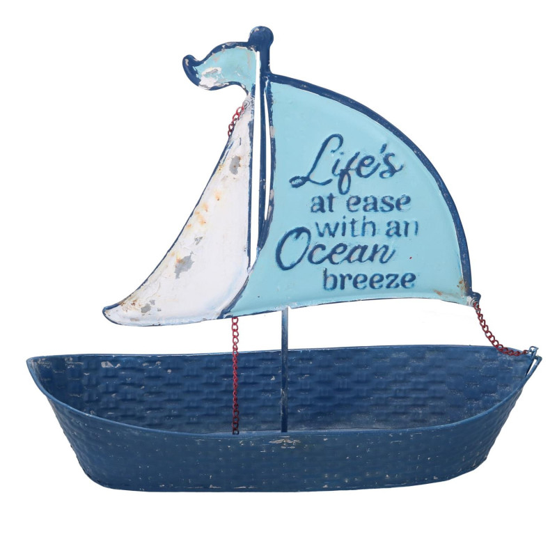 Svuotatasche metallo Mare barca blu 38,5x14x3,35 cm decorativo