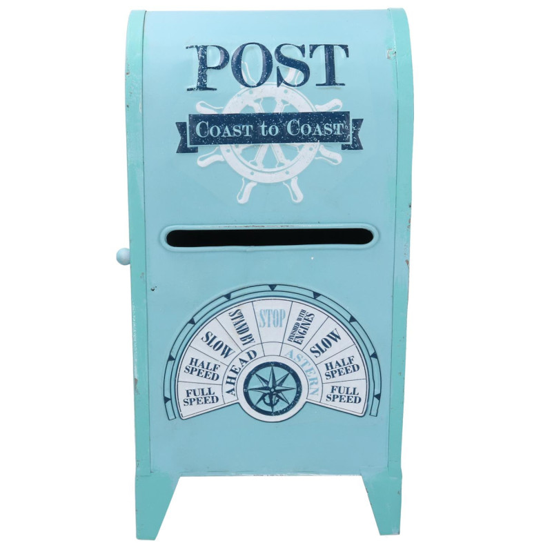 Cassetta posta metallo mare azzurro 18x13,5x35,5 cm decorazione