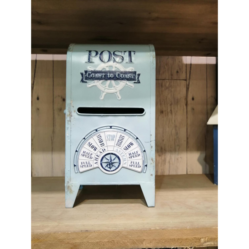 Cassetta posta metallo mare azzurro 18x13,5x35,5 cm decorazione