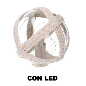 Lampada palla vetro mare con led e corda azzurro Ø12,7 cm