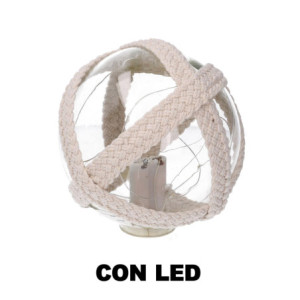 Lampada palla vetro mare con led e corda azzurro Ø15,2 cm
