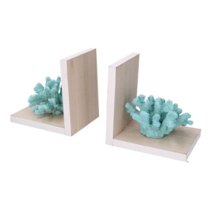 Reggilibri legno Mare Corallo azzurro 32x6x12-16 cm design