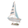 Barca legno mare azzurro 20x6,3x32 cm decorazione elegante casa