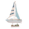Barca legno mare azzurro 20x6,3x32 cm decorazione elegante casa