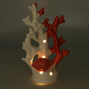 Zoom Corallo ceramica mare con led rosso cm 14,5x8,2h22,5
