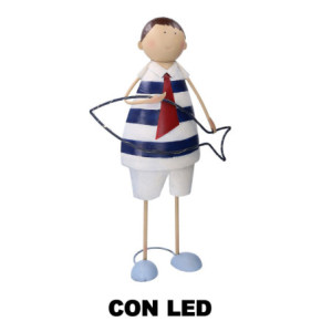 Bambino metallo mare pesce con led 38,7x15,8x64,1 cm decorazione