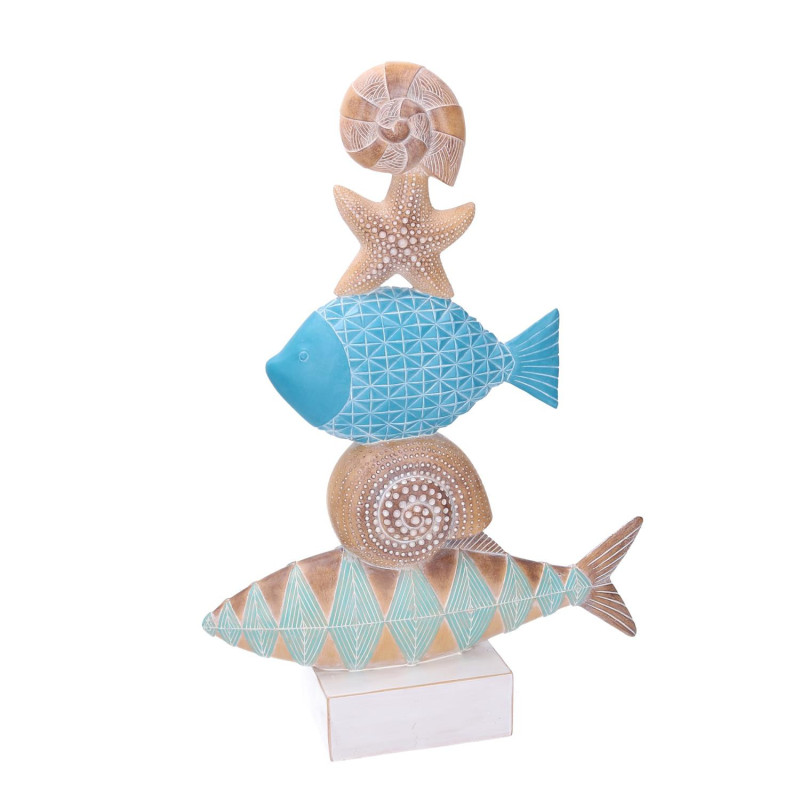 Pesce resina mare con conchiglie naturale 32,5x10x46,7 cm