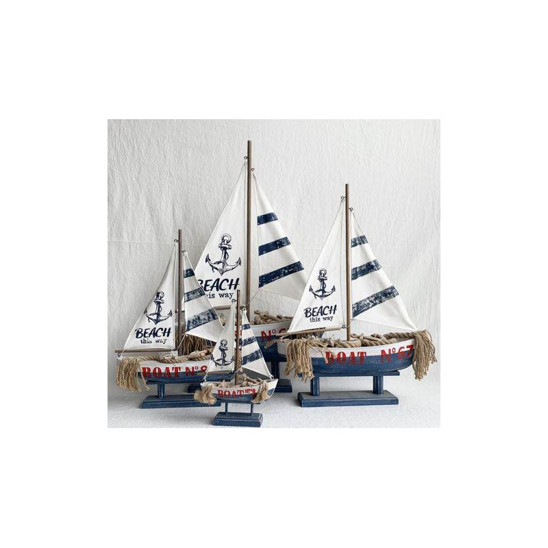 Barca legno blu 36x10x52 cm decorazione mare elegante casa