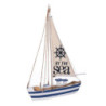Barca legno con led naturale e blu 25x6x38 cm decorazione