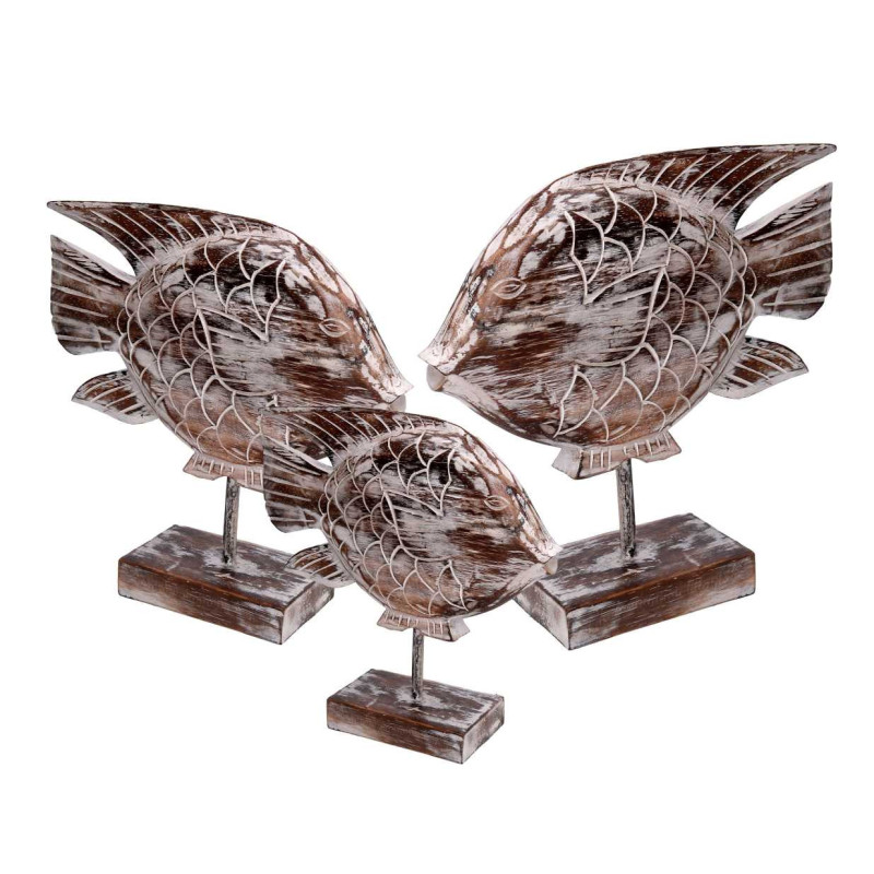 Pesce legno 1/3 naturale 36x10x38 cm decorazione marittima
