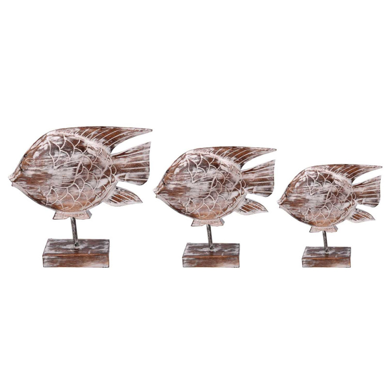Pesce legno 1/3 naturale 36x10x38 cm decorazione marittima
