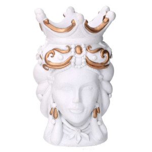 Portavaso resina busto regina bianco 14x14,5x26 cm design