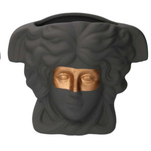 Portavaso ceramica busto grigio 27x13,5x23 cm design moderno