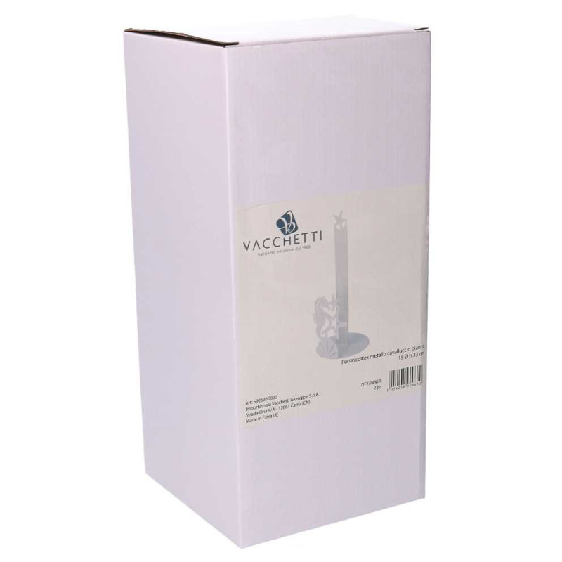 Portascottex metallo cavalluccio bianco tondo Ø15xH33 cm pratico