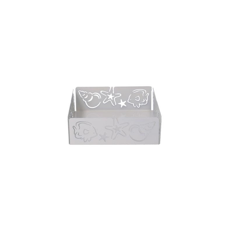 Portatovaglioli metallo mare bianco 16,5x16,5x5,5 cm elegante