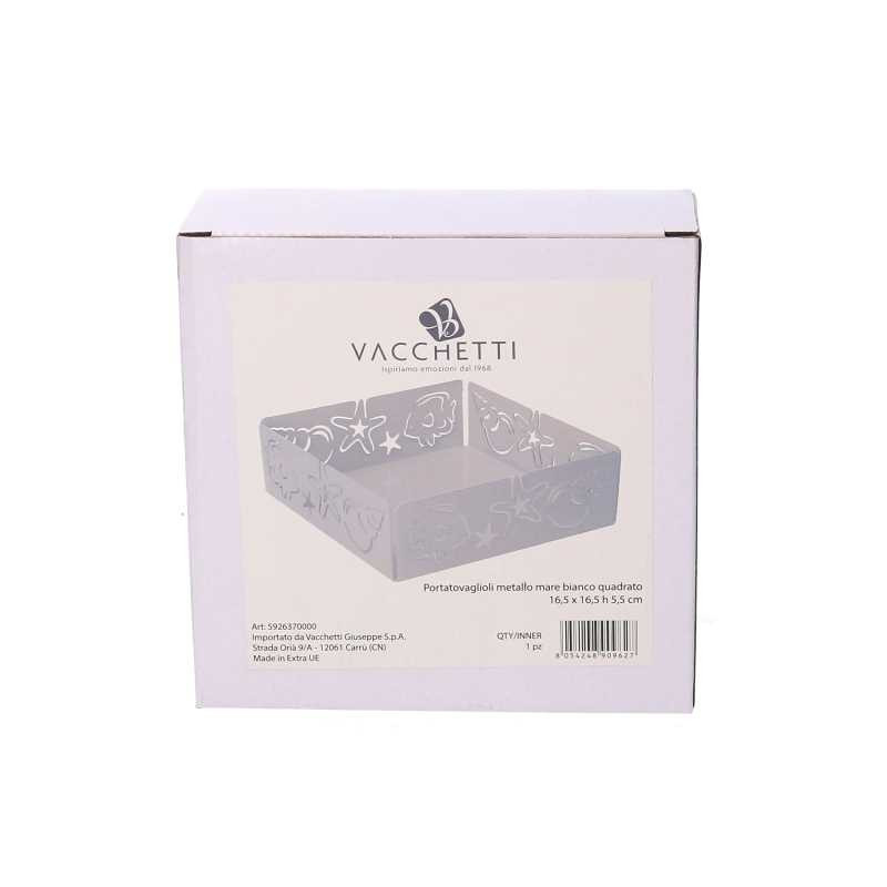 Portatovaglioli metallo mare bianco 16,5x16,5x5,5 cm elegante