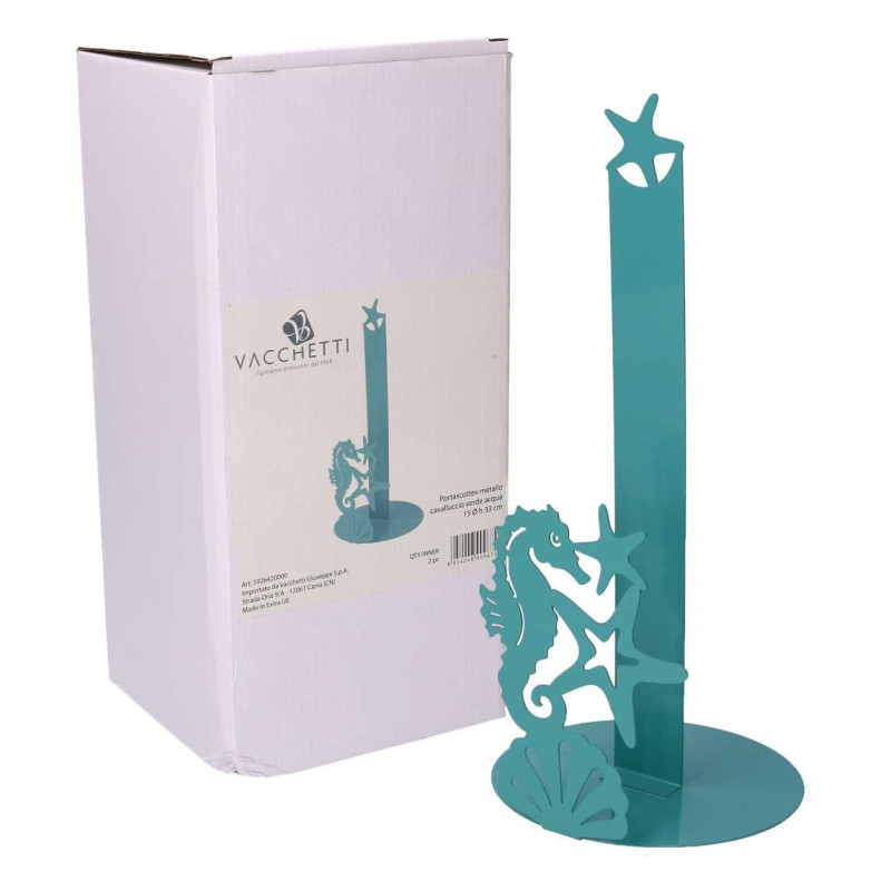 Portascottex metallo cavalluccio verde acqua tondo Ø15xH33 cm