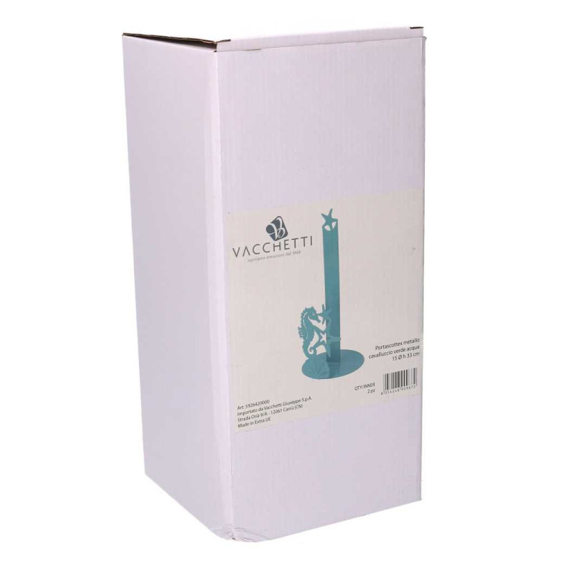 Portascottex metallo cavalluccio verde acqua tondo Ø15xH33 cm