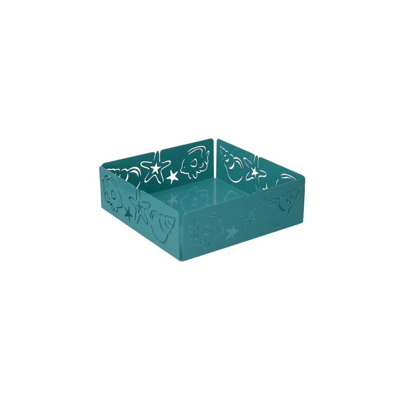 Portatovaglioli metallo mare verde acqua quadrato 16,5x16,5x5,5 cm
