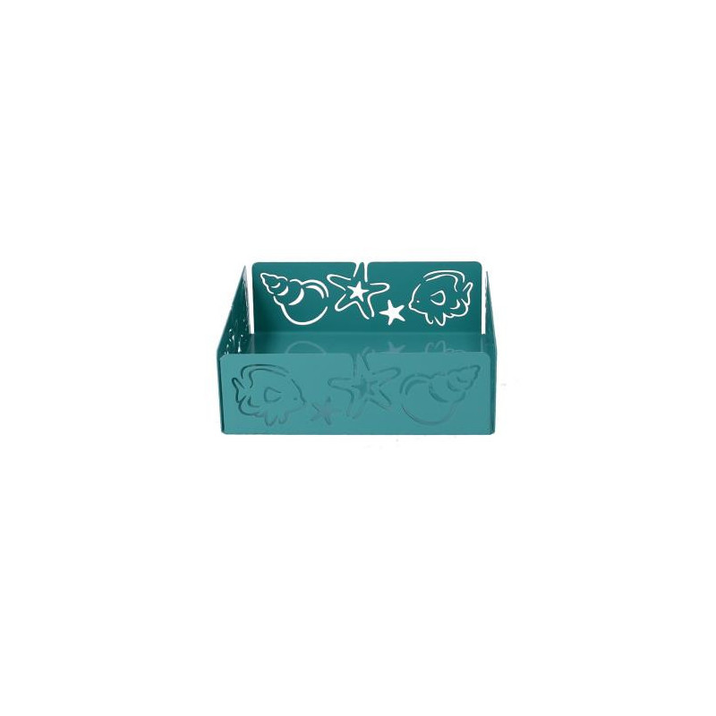 Portatovaglioli metallo mare verde acqua quadrato 16,5x16,5x5,5 cm