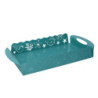 Vassoio metallo cavalluccio verde acqua rettangolare 41x20x6 cm