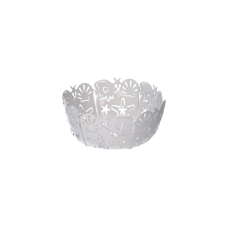 Cestina metallo cavalluccio bianco tondo Ø20x7 cm contenitore mare