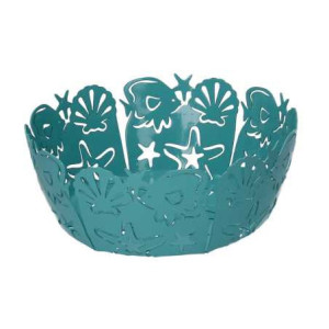 Cestina metallo cavalluccio verde acqua tondo Ø20x7 cm mare