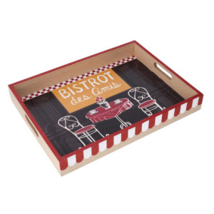 Vassoio legno bistrot nero rettangolare 40x30x5 cm elegante