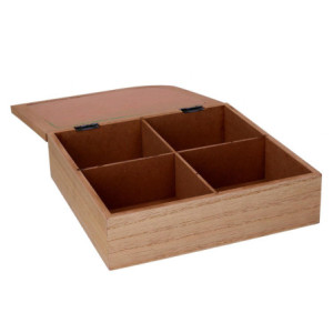 Zoom Scatola portathe legno marrone quadro cm 20x20h6