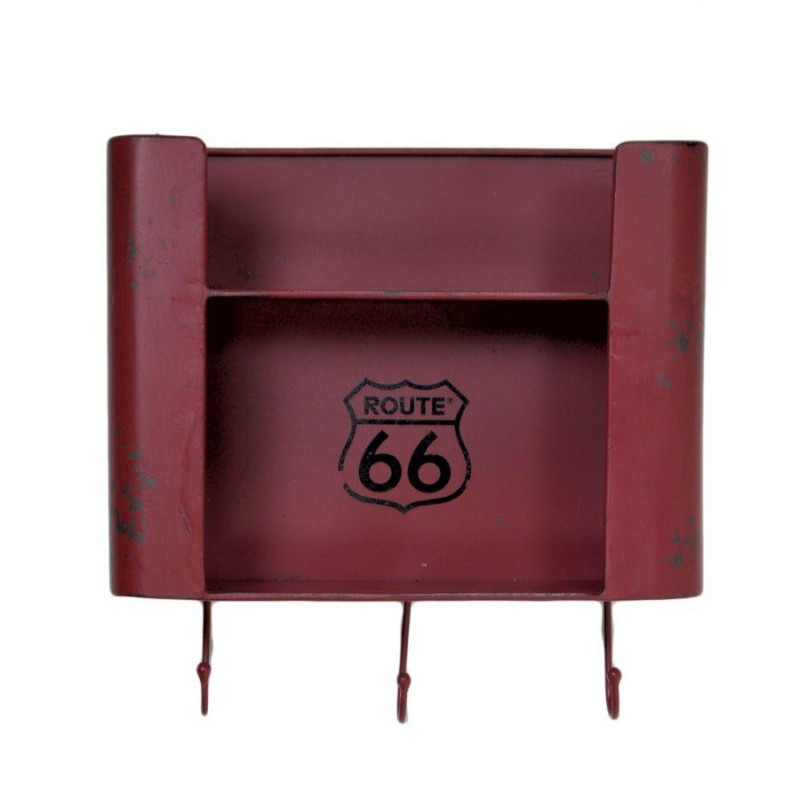 Mensola metallo Bristol rossa 2 piani con appendino 30x10xH30 cm