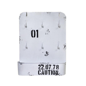 Portachiavi metallo Bristol bianco 6 posti con mensola 27x6,5x30 cm