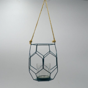 Zoom Lanterna metallo blu cm 16,5x16,5h18,5