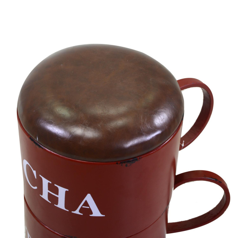 Pouf metallo tazzine rosso tondo 44x30h50 cm design originale