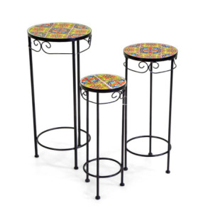 Colonnina metallo mosaico Catania tonda Ø30x68 cm arredo giardino