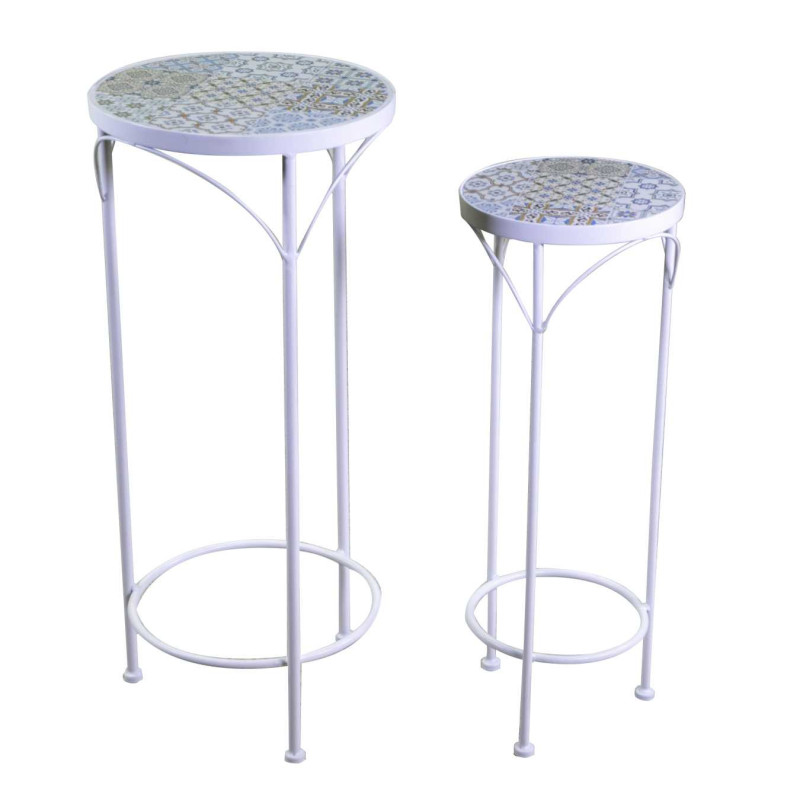 Colonnina mosaico metallo Taviano tonda Ø30x70 cm arredo giardino