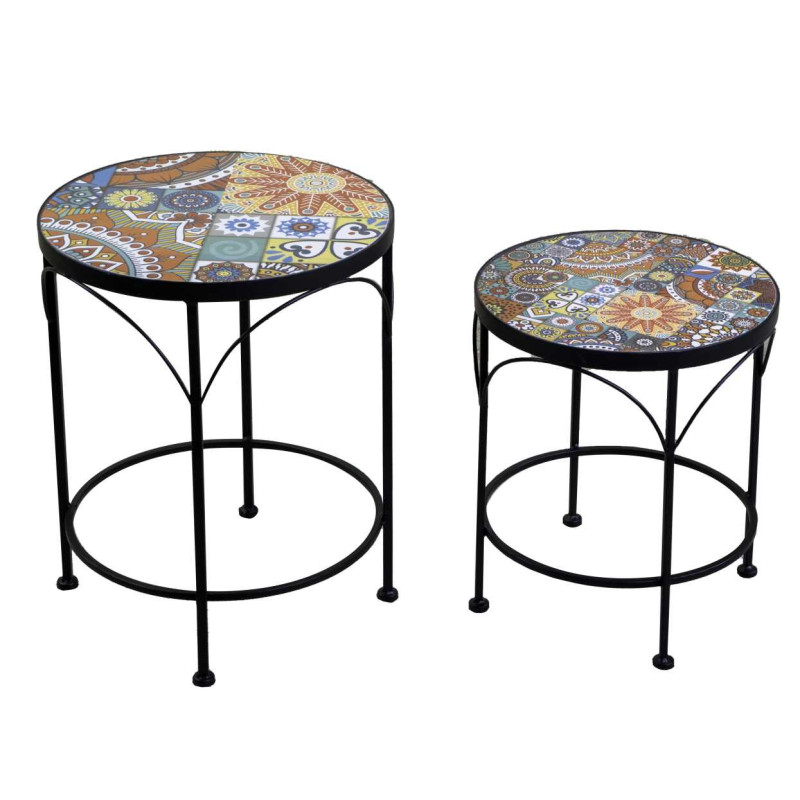 Colonnina mosaico metallo Galatone tonda Ø35x43,5 cm arredo giardino