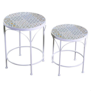 Colonnina mosaico metallo Taviano tonda Ø35x43,5 cm arredo giardino