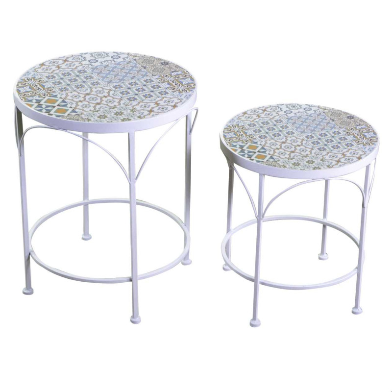 Colonnina mosaico metallo Taviano tonda Ø35x43,5 cm arredo giardino