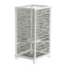 Portacandele metallo bianco piccolo 11x11xH23 cm elegante