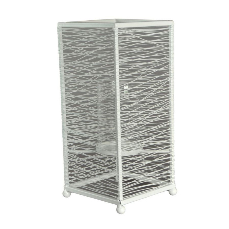 Portacandele metallo bianco grande 14x14xH31 cm elegante